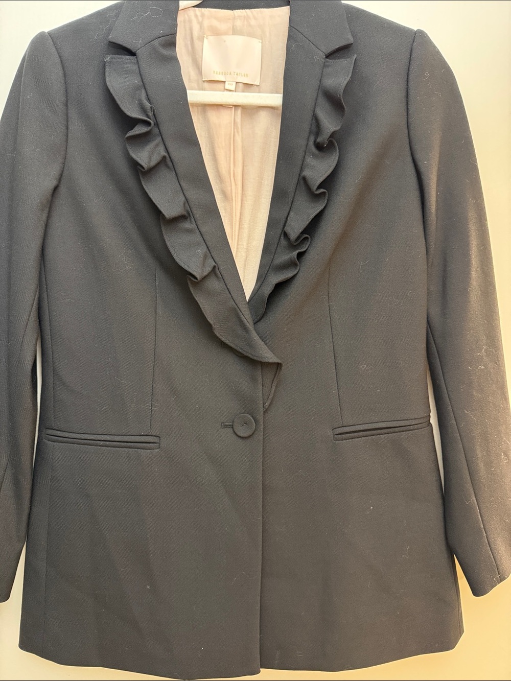 Rebecca Taylor Black Ruffle Lapel Blazer